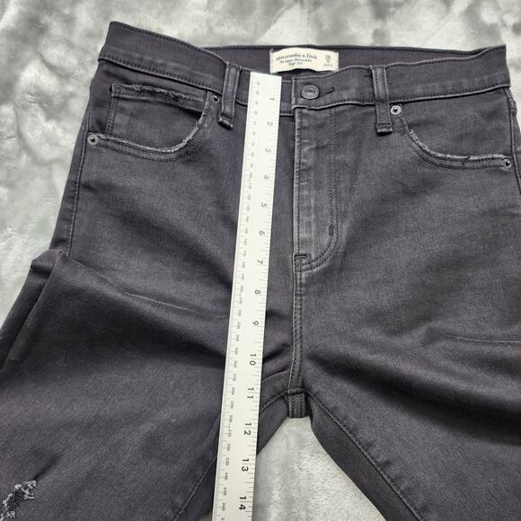 Abercrombie & Fitch Jeans Womens 28/6S SHORT Black Super Skinny Ankle High Rise - Picture 10 of 13